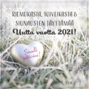 Uusi vuosi 2020 Vuosi 2020 on hyvä päättää tyytyväisyyteen.