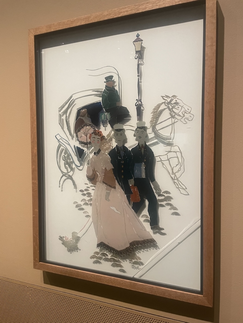 Lasimaalaus Domus Academican hissin ovessa.