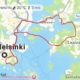 Poljettu pyöräreitti kartalla.