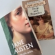 Jane Austenin kirjat Pride and Prejudice ja Kasvattitytön tarina vierekkäin.